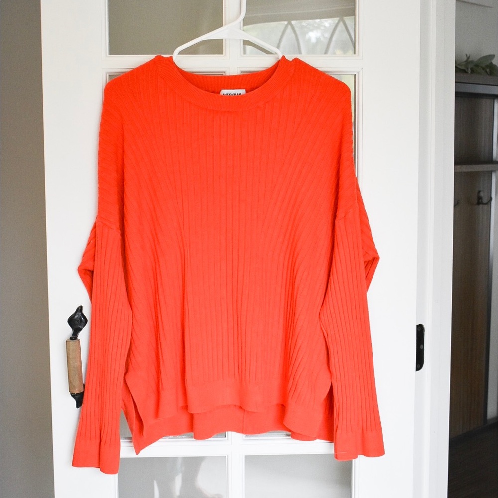 Weekday Ribbed Knit Sweater - Crimson Red